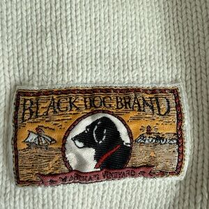 Vintage The Black Dog Cream Rollneck Knit Sweater with Black Dog Patch XL